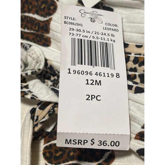 Jessica Simpson Baby Girls Pumpkin Leopard Print 2PC Outfit 12M Soft Cotton - Picture 3 of 10